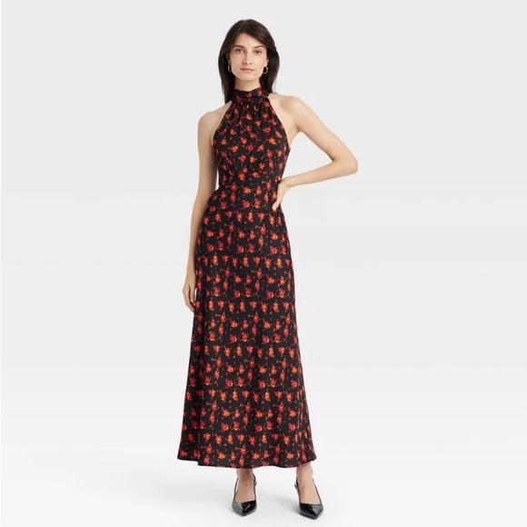 Target Black and Red Floral Maxi Dress - Picture 1 of 4